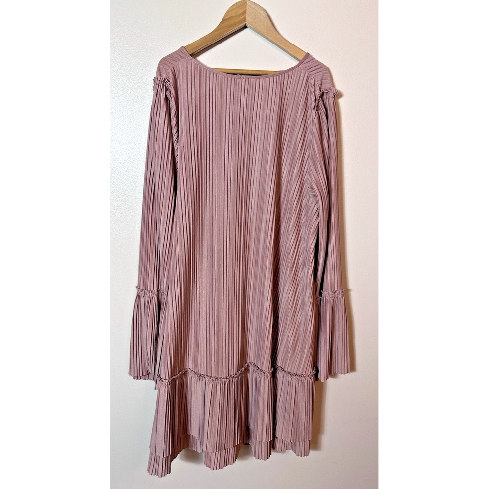 Free People Cant Help It Mini Dress Large Pink Pleated Ruffle Bell Babydoll - Picture 4 of 12